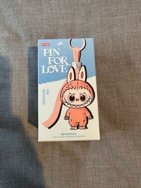Pin For Love Labubu key chain with “W” gray